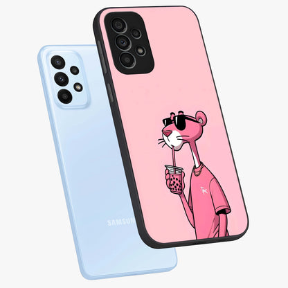 Pink Panther Glass Case displayed in angled mockup highlighting playful cartoon character design with vibrant pink aesthetic.