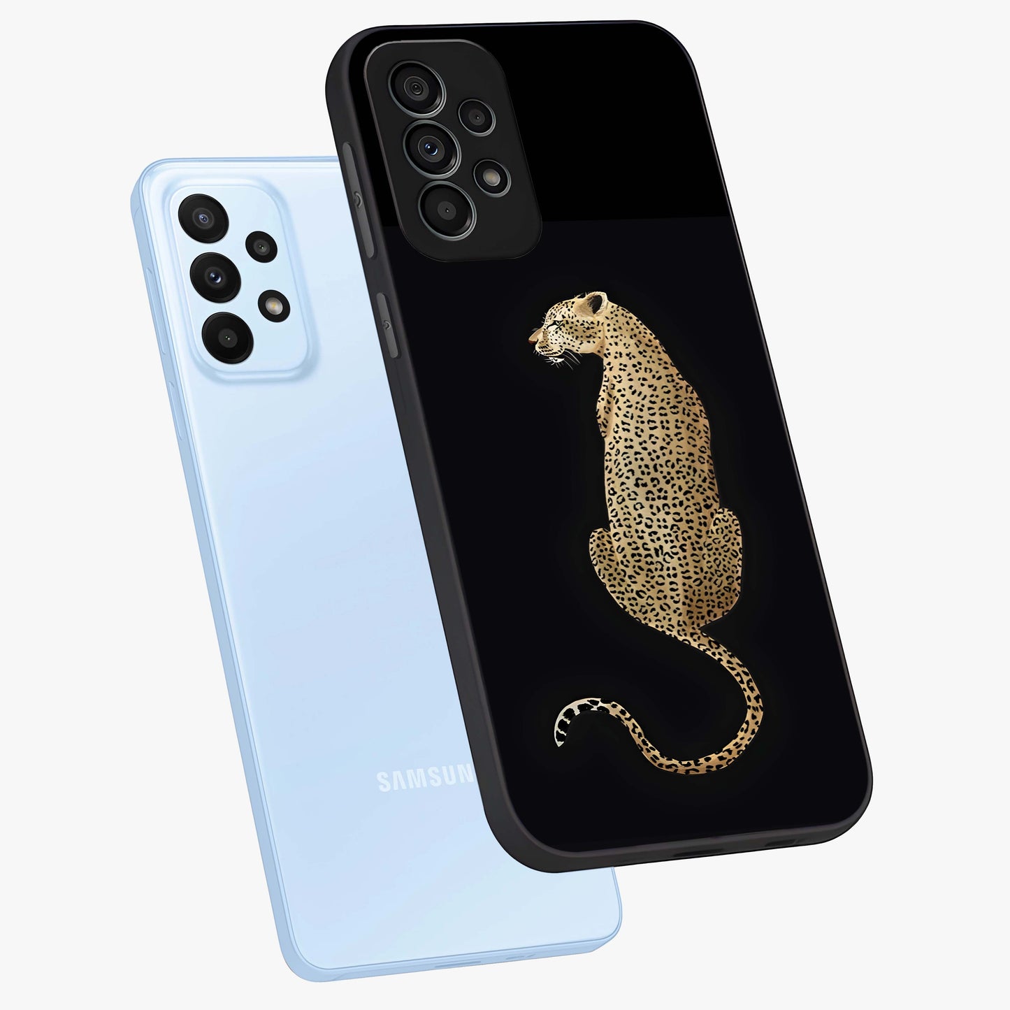 Regal Leopard Glass Case displayed in angled mockup highlighting powerful animal illustration with stylish wild aesthetic.