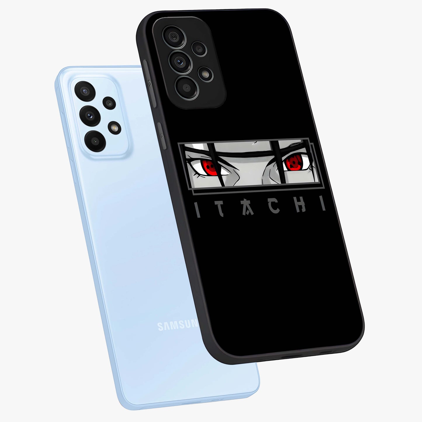 Scarlet Gaze Dominance Glass Case displayed in angled mockup highlighting intense visual design with bold scarlet aesthetic.