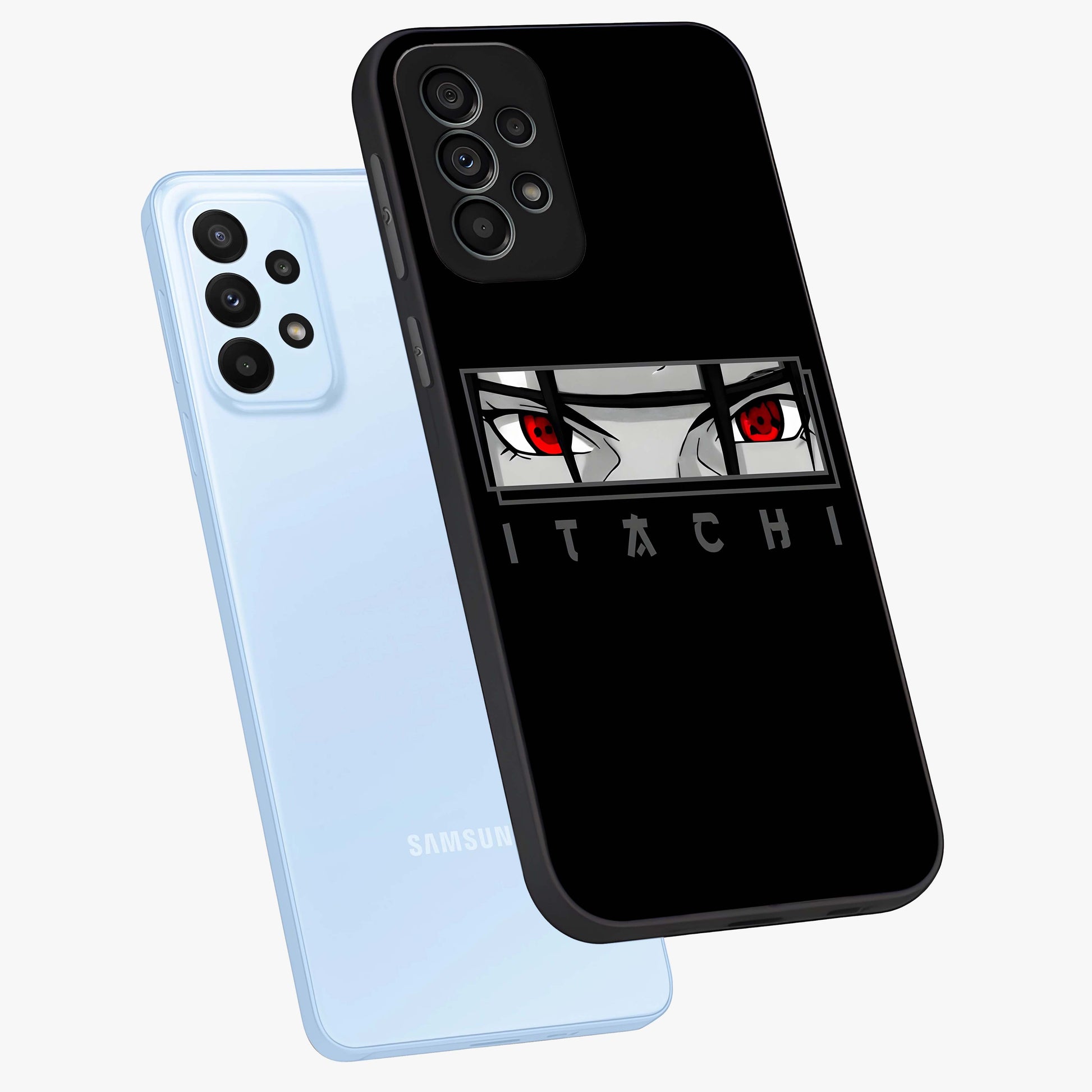 Scarlet Gaze Dominance Glass Case displayed in angled mockup highlighting intense visual design with bold scarlet aesthetic.