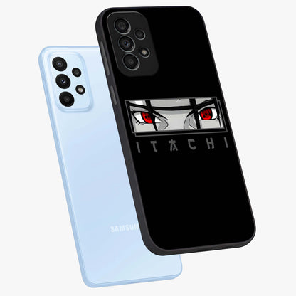 Scarlet Gaze Dominance Glass Case displayed in angled mockup highlighting intense visual design with bold scarlet aesthetic.