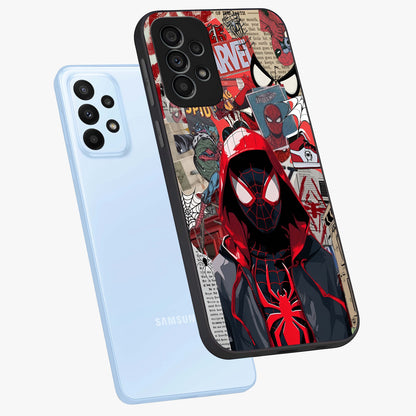Spider Collage Street Glass Case displayed in angled mockup highlighting dynamic street style collage design with comic aesthetic.