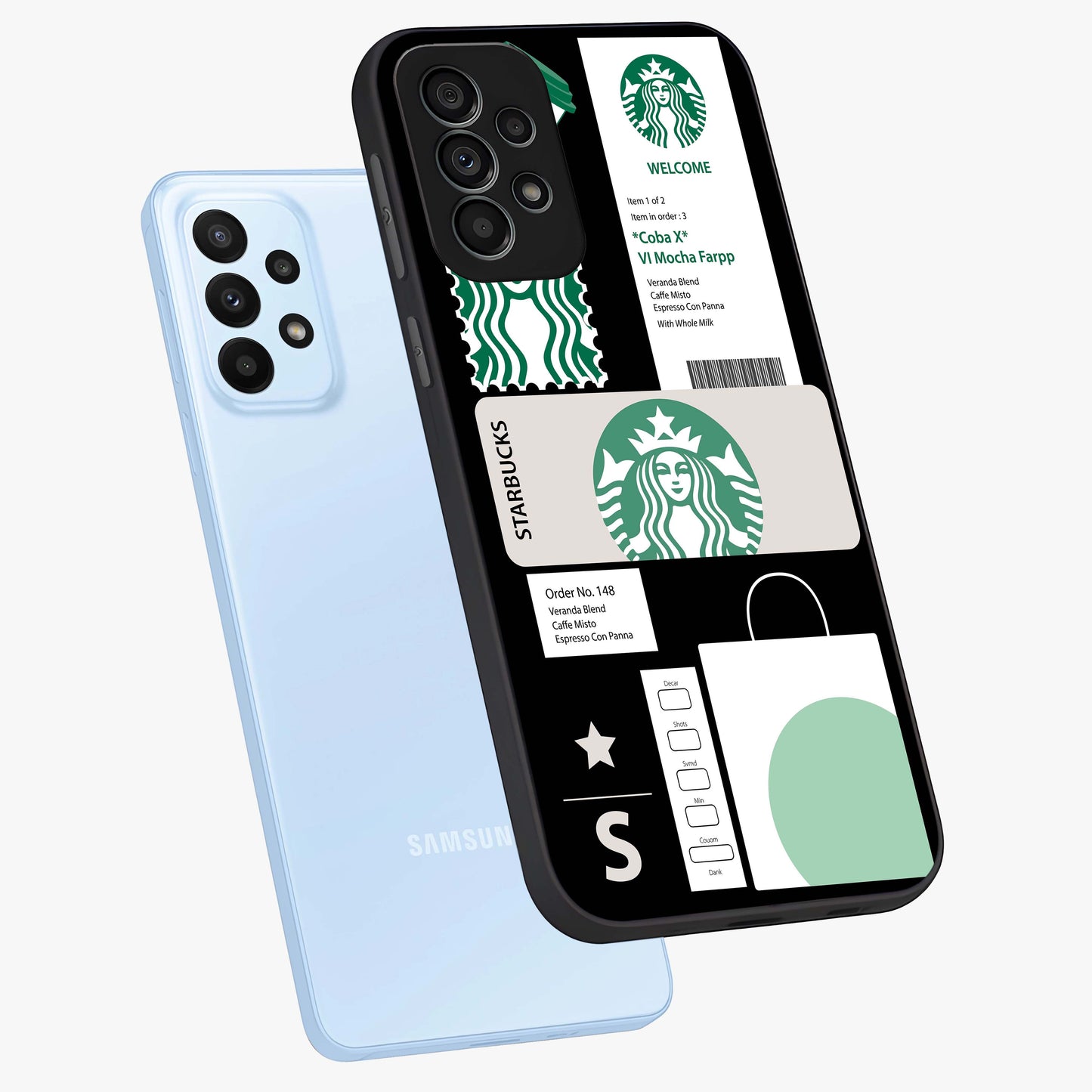 Starbucks Mocha Glass Case displayed in angled mockup highlighting stylish mocha themed design with cozy café aesthetic.