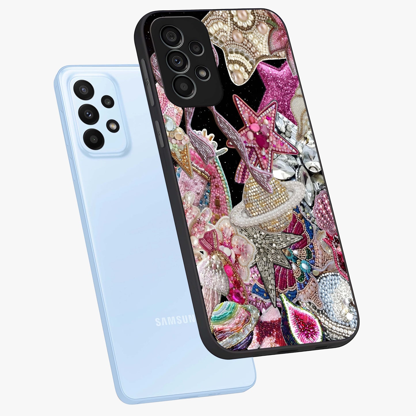 Starlit Jewel Dream Glass Case displayed in angled mockup highlighting glowing celestial jewel design with dreamy aesthetic.