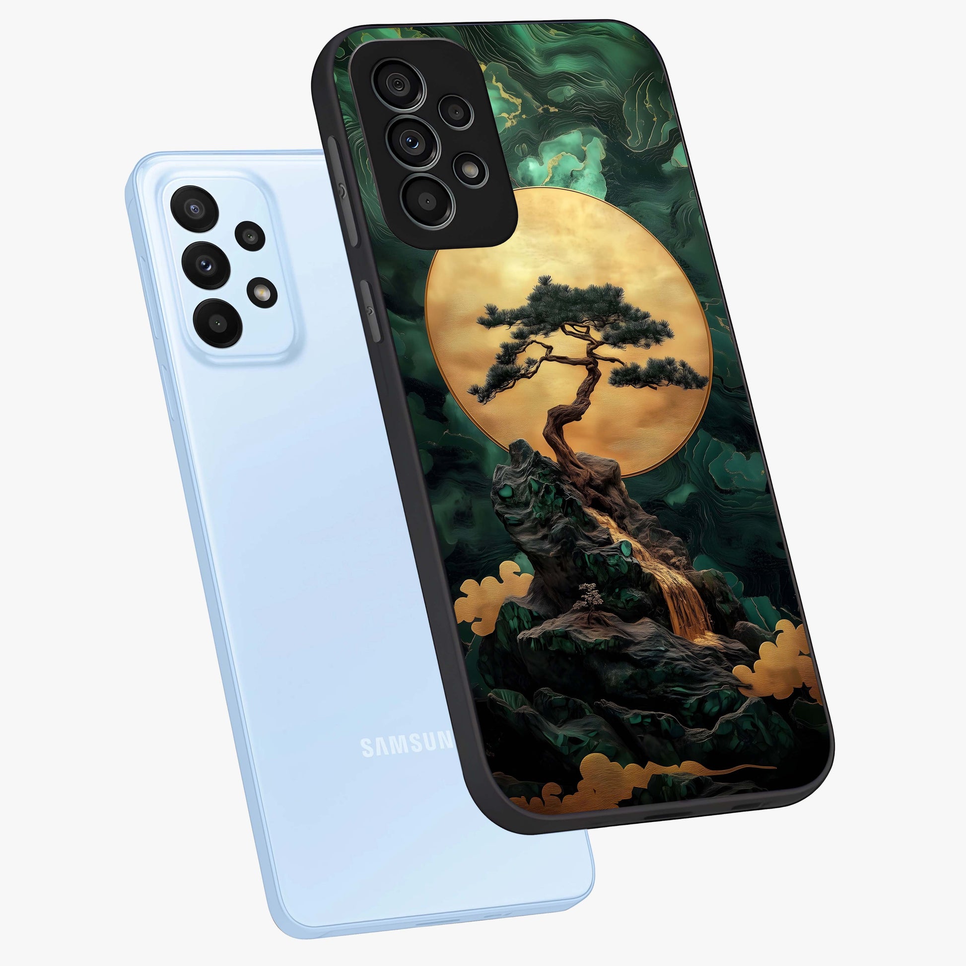 Zen Moon Rise Glass Case displayed in angled mockup highlighting peaceful lunar design with zen aesthetic style.