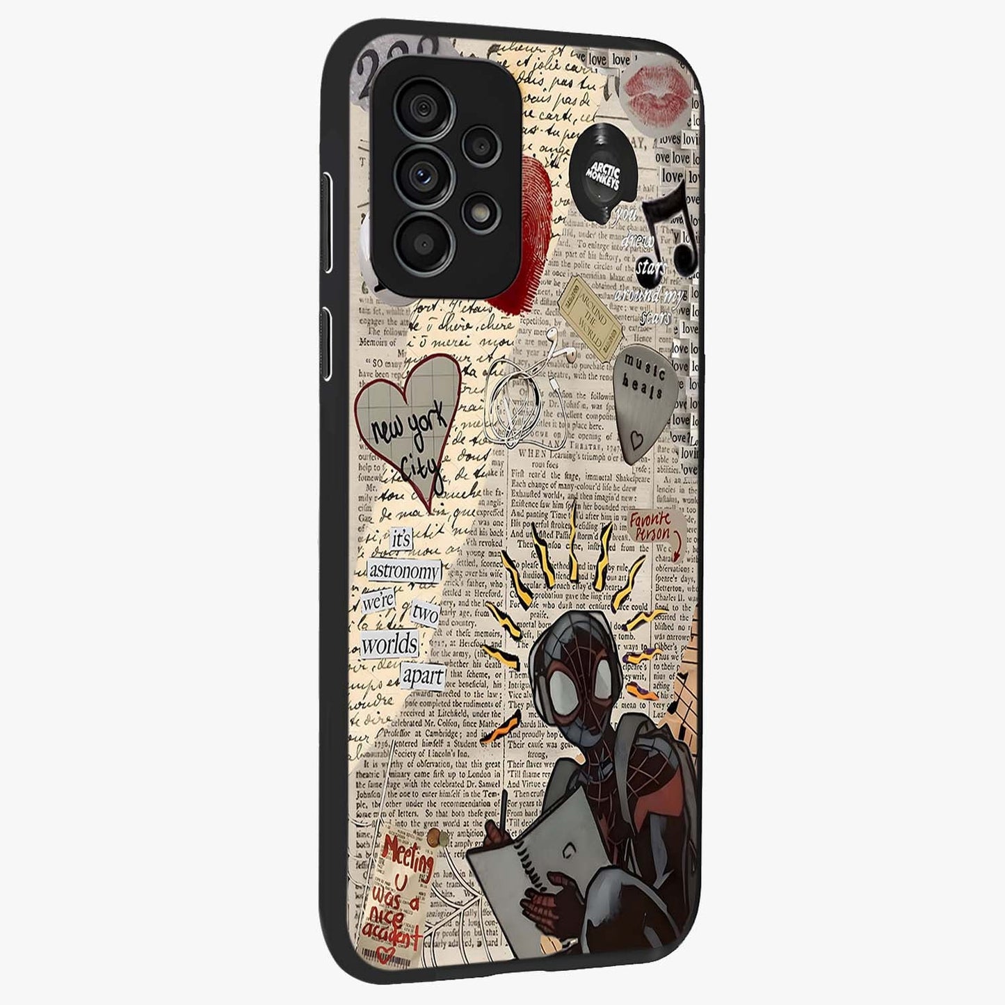 City Dream Sketch Glass Case upright view showcasing urban skyline artwork with stylish hand drawn design.
