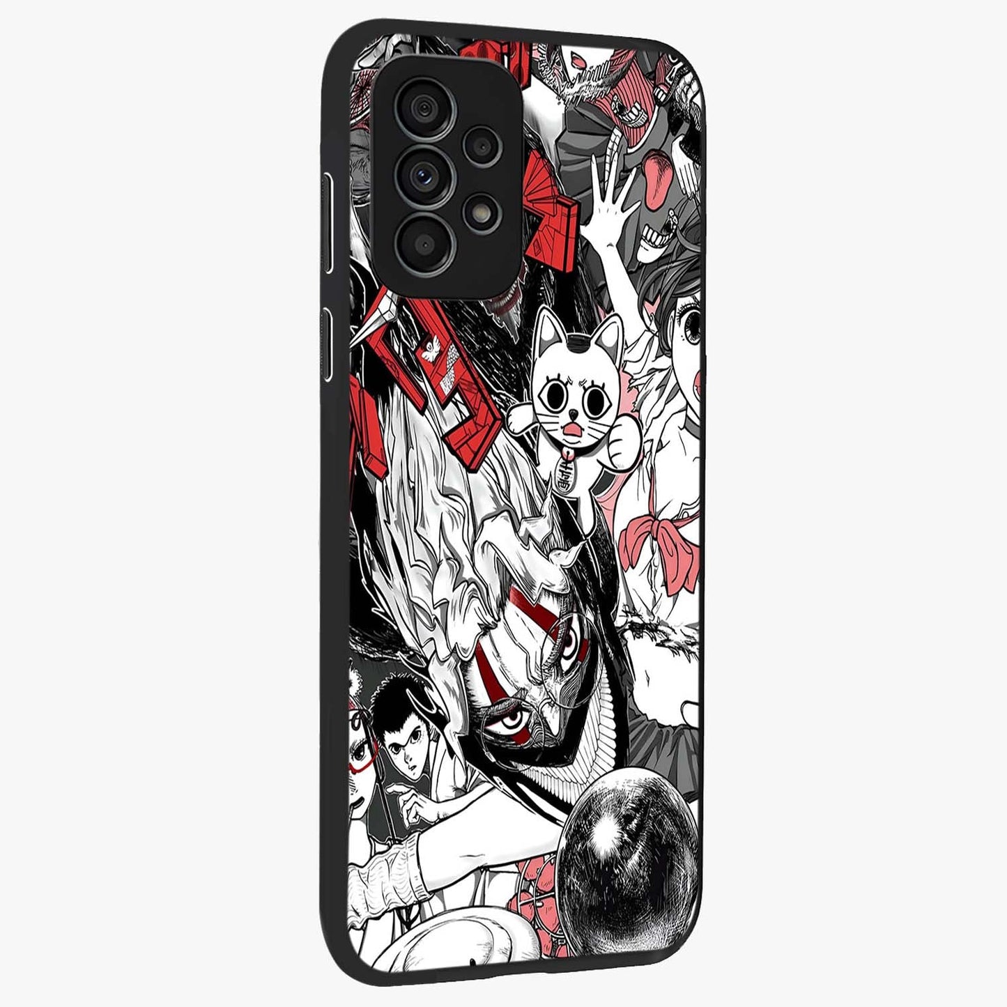 Crimson Chaos Panel Glass Case upright view showcasing intense crimson artwork with dramatic aesthetic style.