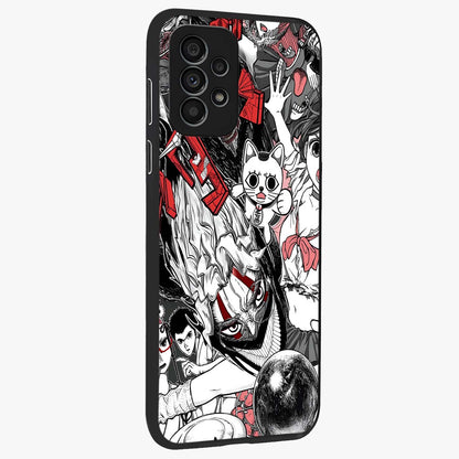 Crimson Chaos Panel Glass Case upright view showcasing intense crimson artwork with dramatic aesthetic style.