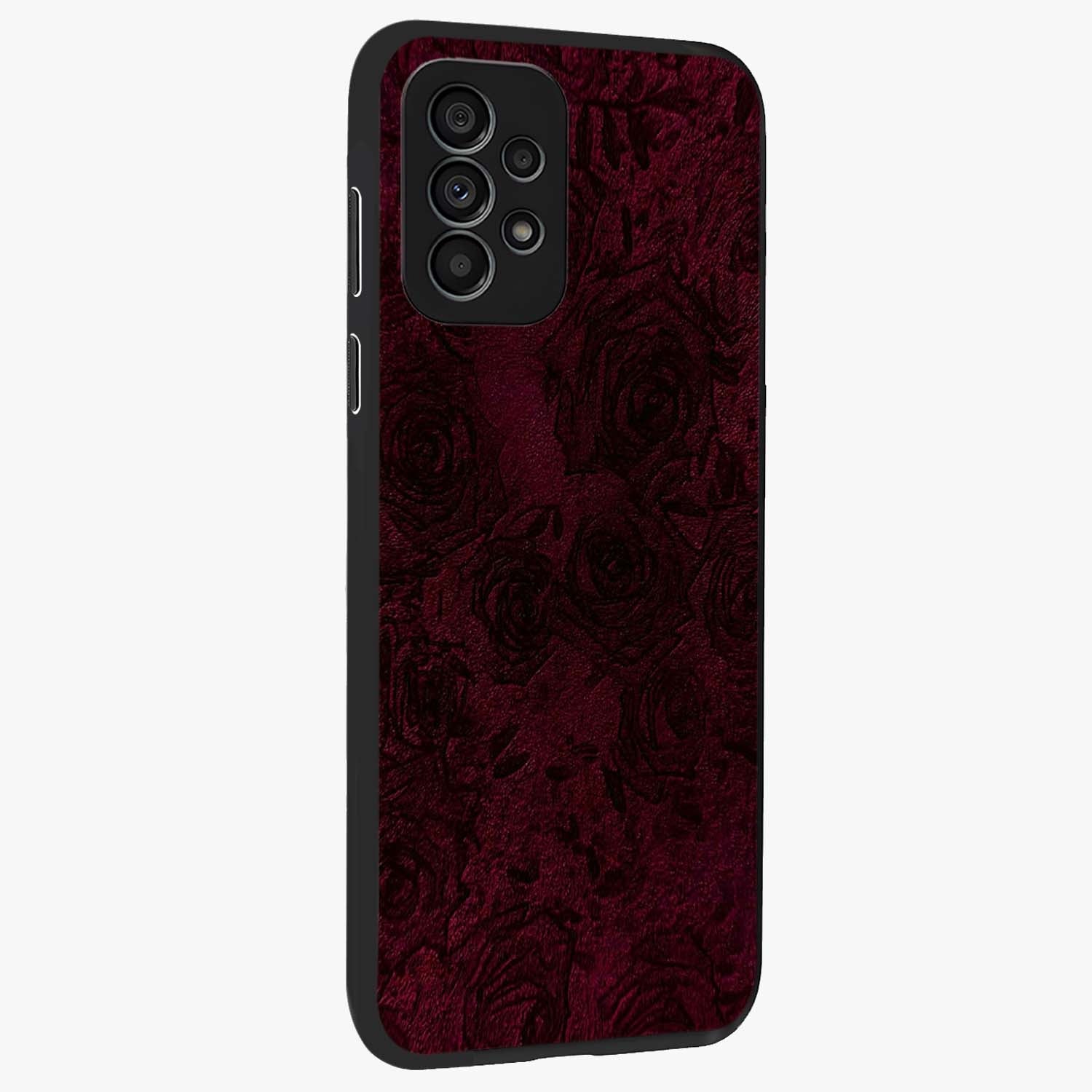 Crimson Fade Flow Glass Case upright view showcasing dynamic crimson flow artwork with stylish abstract theme.