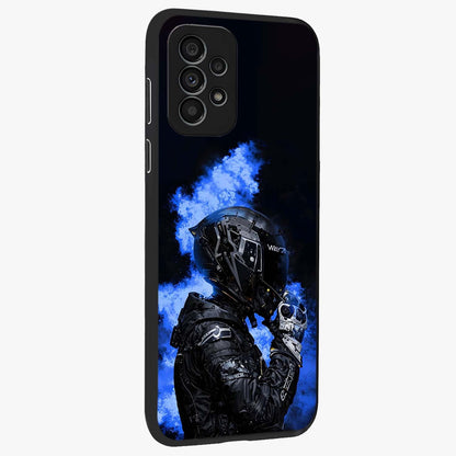 Cyber Sentinel Protocol Glass Case upright view showcasing advanced cyber sentinel artwork with futuristic tech theme.