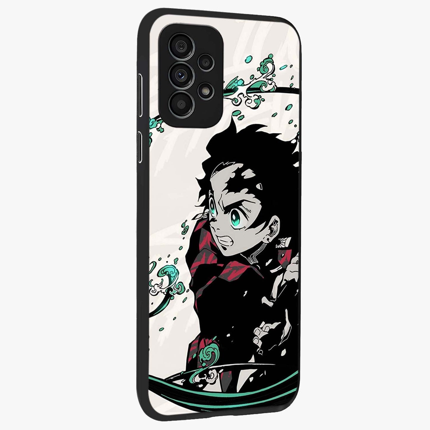Demon Slayer Glass Case upright view showcasing powerful anime artwork with intense warrior theme.