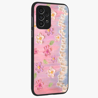 Dreamy Painted Garden Glass Case upright view showcasing vibrant floral garden artwork with artistic nature theme.