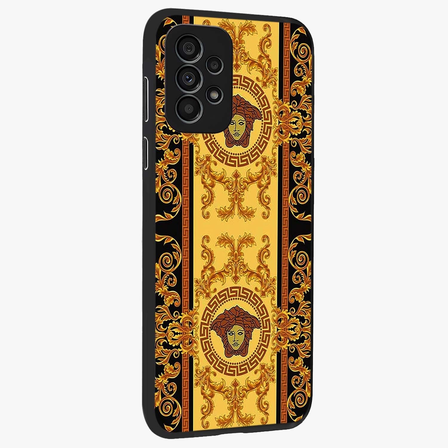 Golden Lotus Glow Glass Case upright view showcasing luminous lotus artwork with peaceful divine theme.