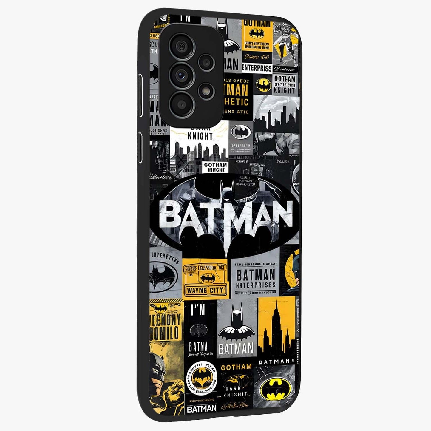 Knight Gotham Rise Glass Case upright view showcasing bold vigilante themed artwork with gothic city vibe.