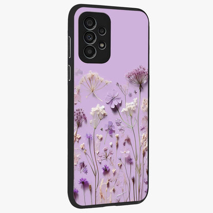 Lavender Blossom Dream Glass Case upright view showcasing delicate lavender blossom artwork with peaceful floral theme.