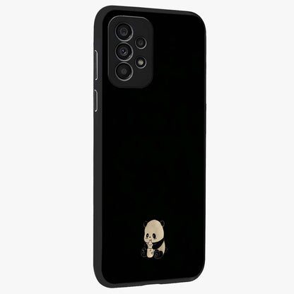 Midnight Panda Love Glass Case upright view showcasing charming panda artwork with playful romantic theme.