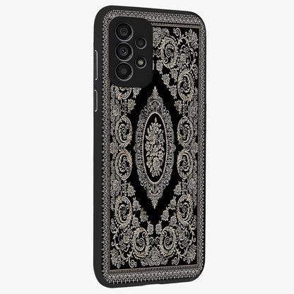 Noir Bloom Elegance Glass Case upright view showcasing graceful floral artwork with luxurious dark theme.