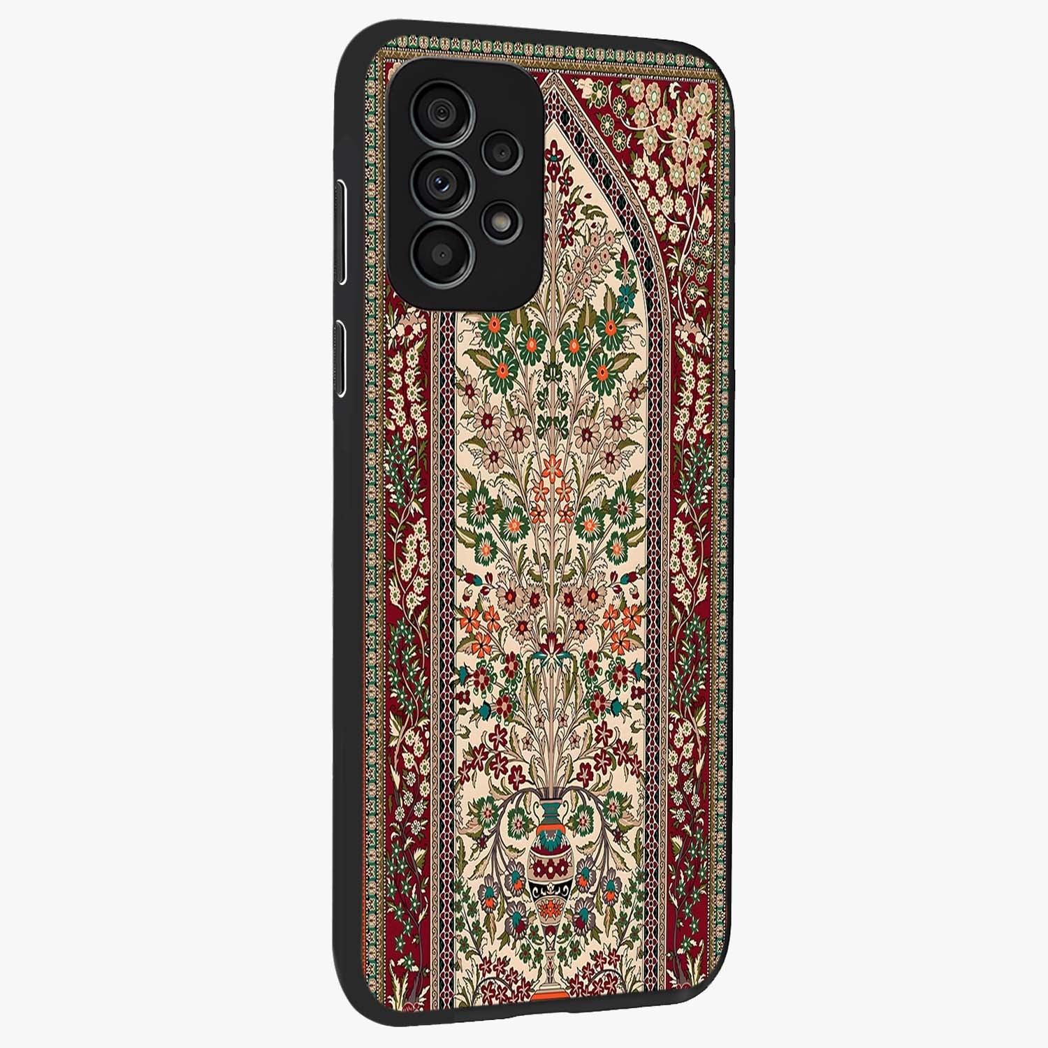Persian Inspired Glass Case upright view showcasing decorative Persian artwork with rich heritage theme.