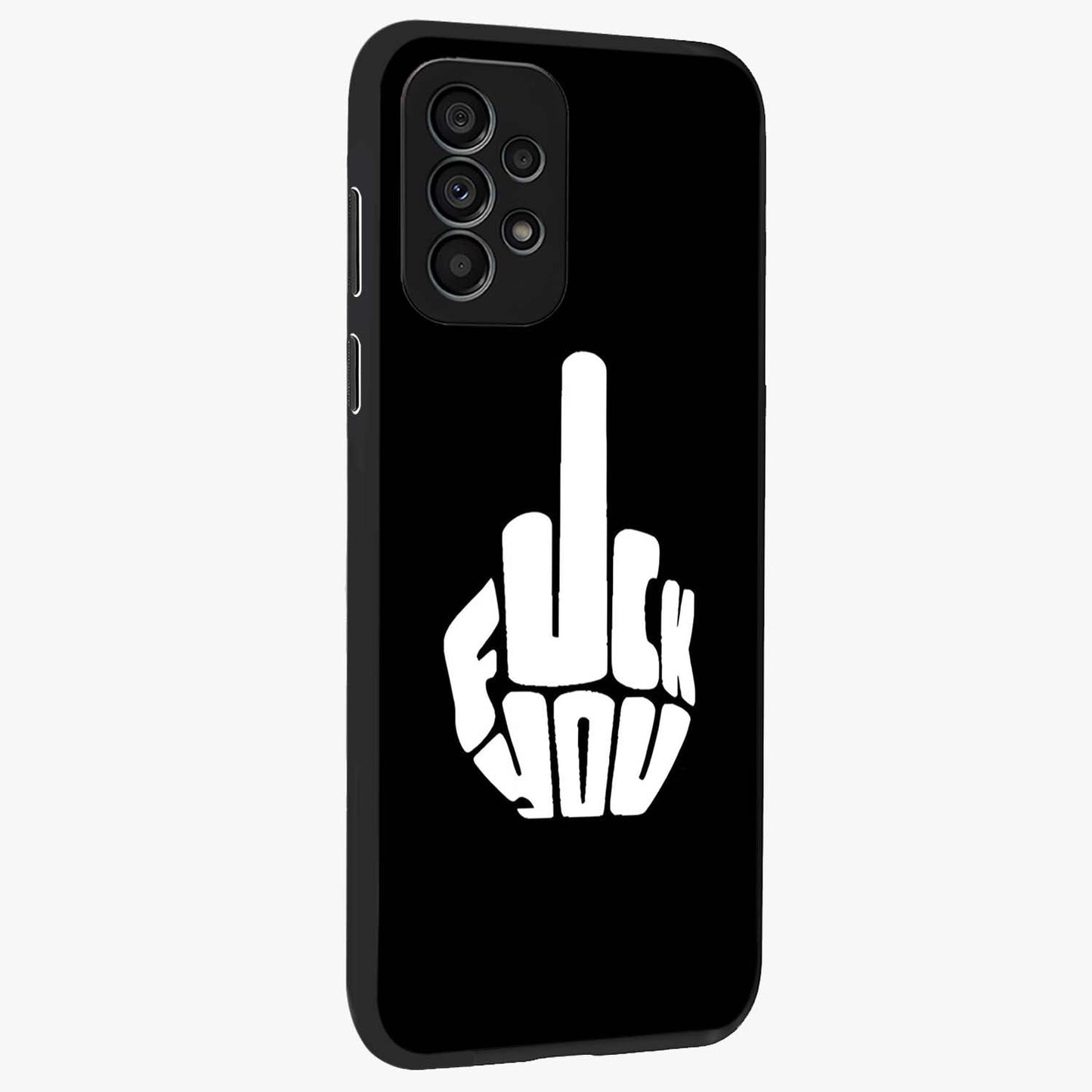 Rebel Mode On Glass Case upright view showcasing striking statement artwork with bold rebellious theme.