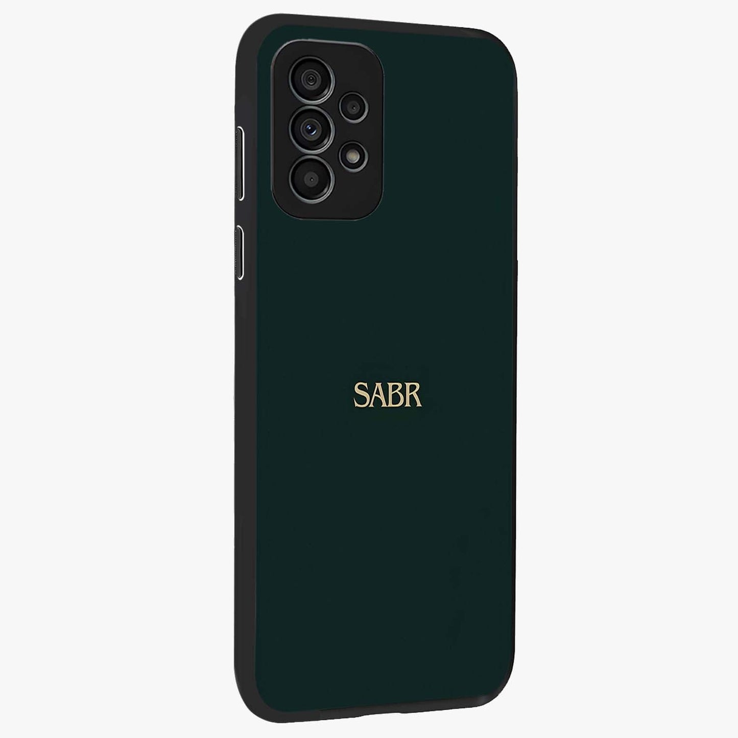 Sabr Minimal Patience Glass Case upright view showcasing calm minimalist artwork with motivational patience theme.