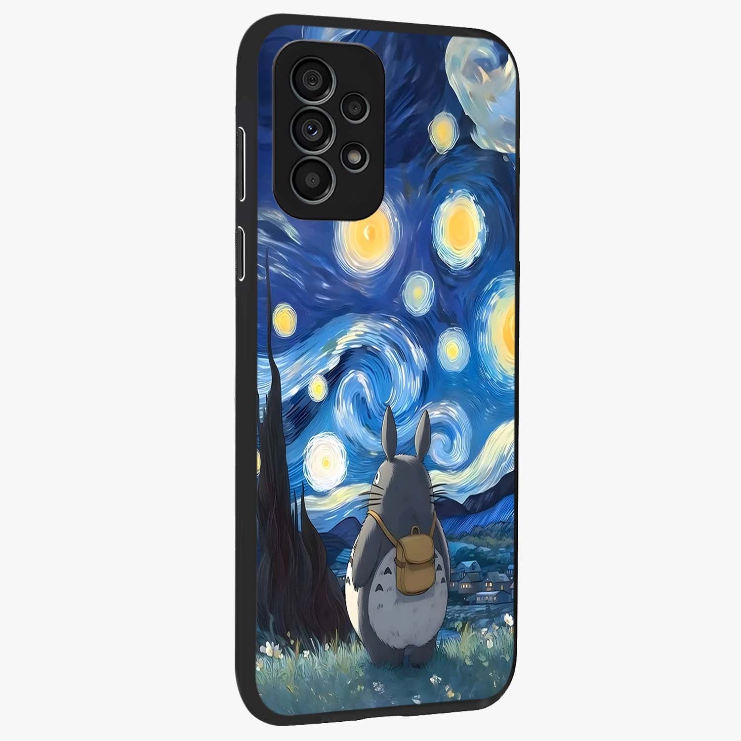 Totoro In Van Gogh Art Glass Case upright view showcasing creative character artwork with painterly artistic theme.