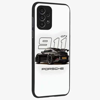 Turbo Legacy Icon Glass Case upright view showcasing bold racing inspired artwork with classic car theme.