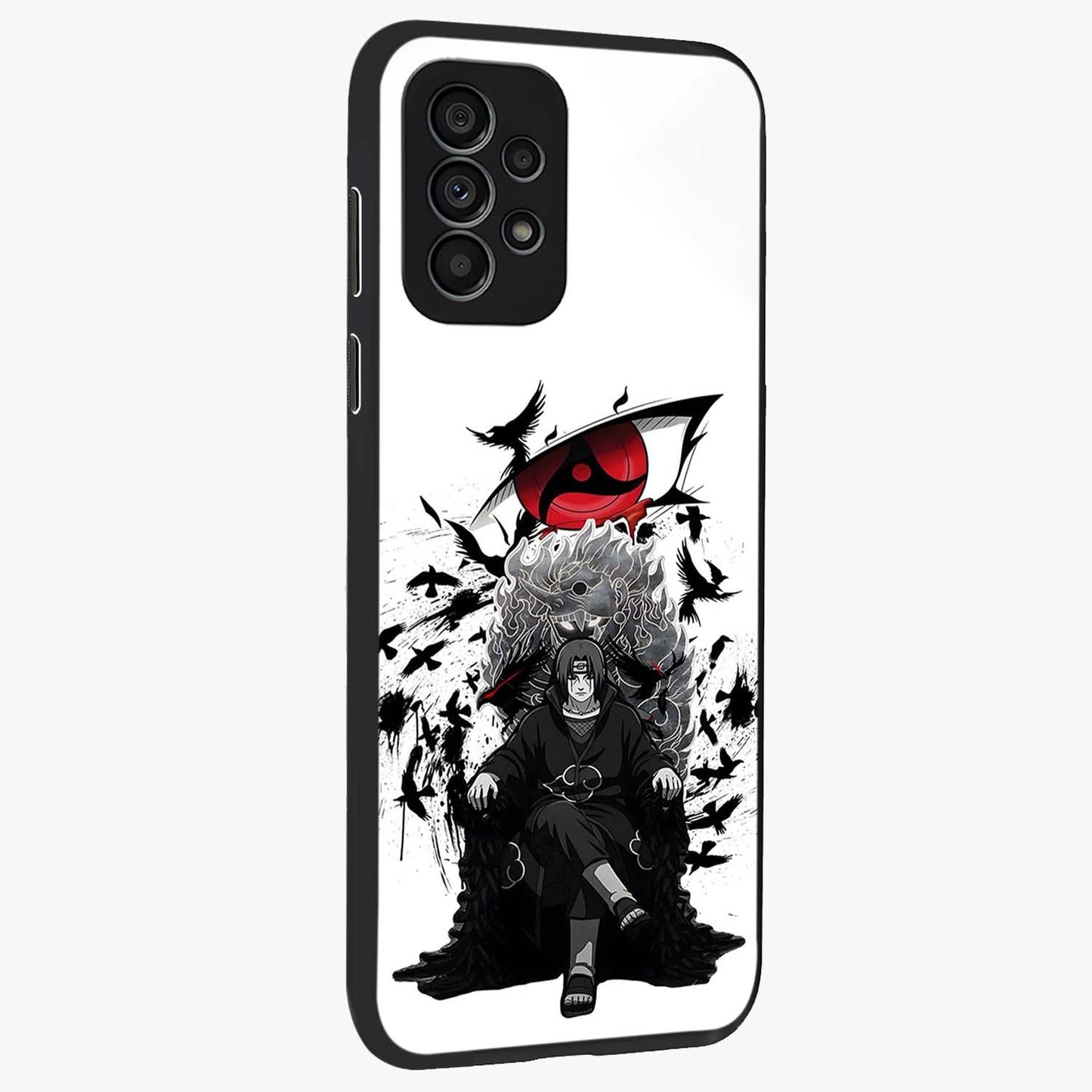 Uchiha Shadow Throne Glass Case upright view showcasing magical underwater galaxy artwork with vibrant cosmic theme.