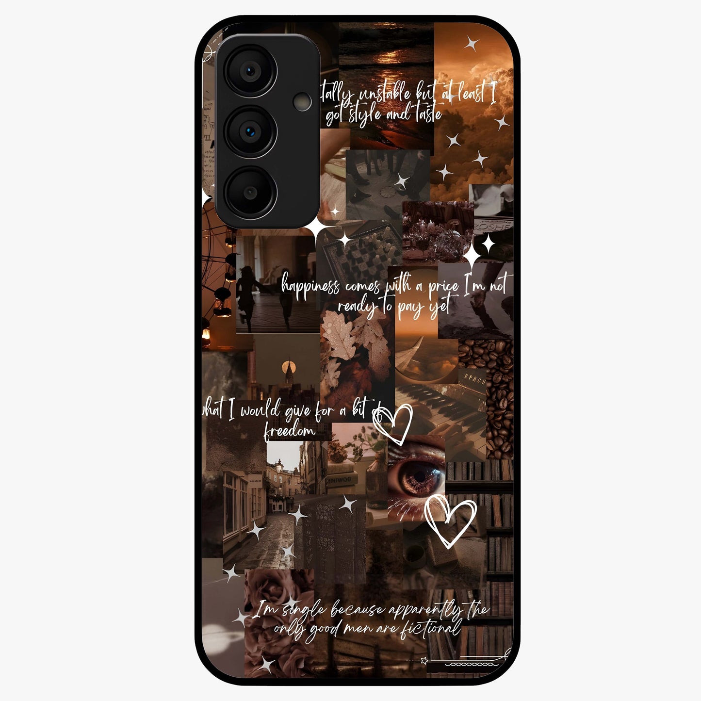Bittersweet Aesthetic Chaos Glass Case showing flat back view with artistic chaotic aesthetic design and glossy glass finish.