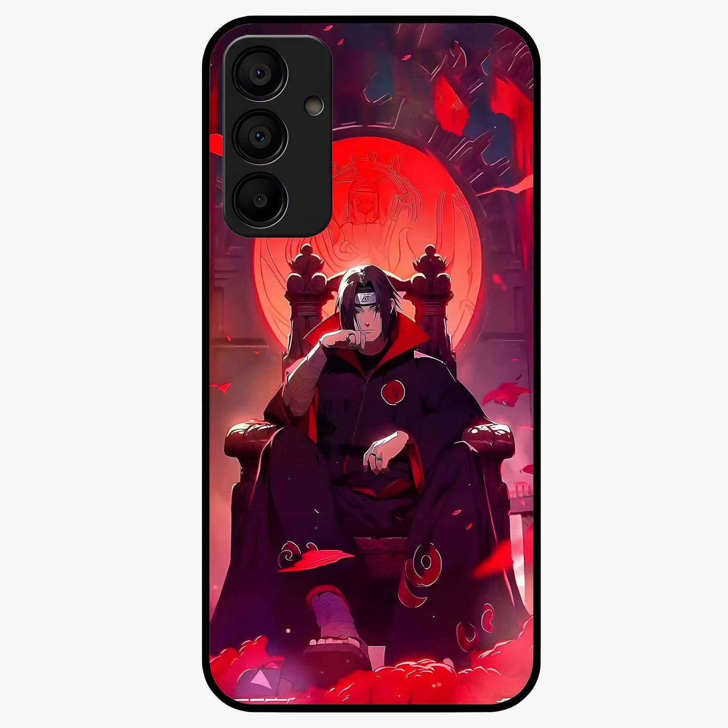 Blood Moon Sovereign Glass Case showing flat back view with mystical blood moon artwork and glossy glass finish.