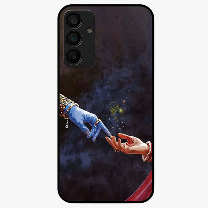 Divine Touch Eternal Glass Case showing flat back view with spiritual themed artwork and glossy glass finish.