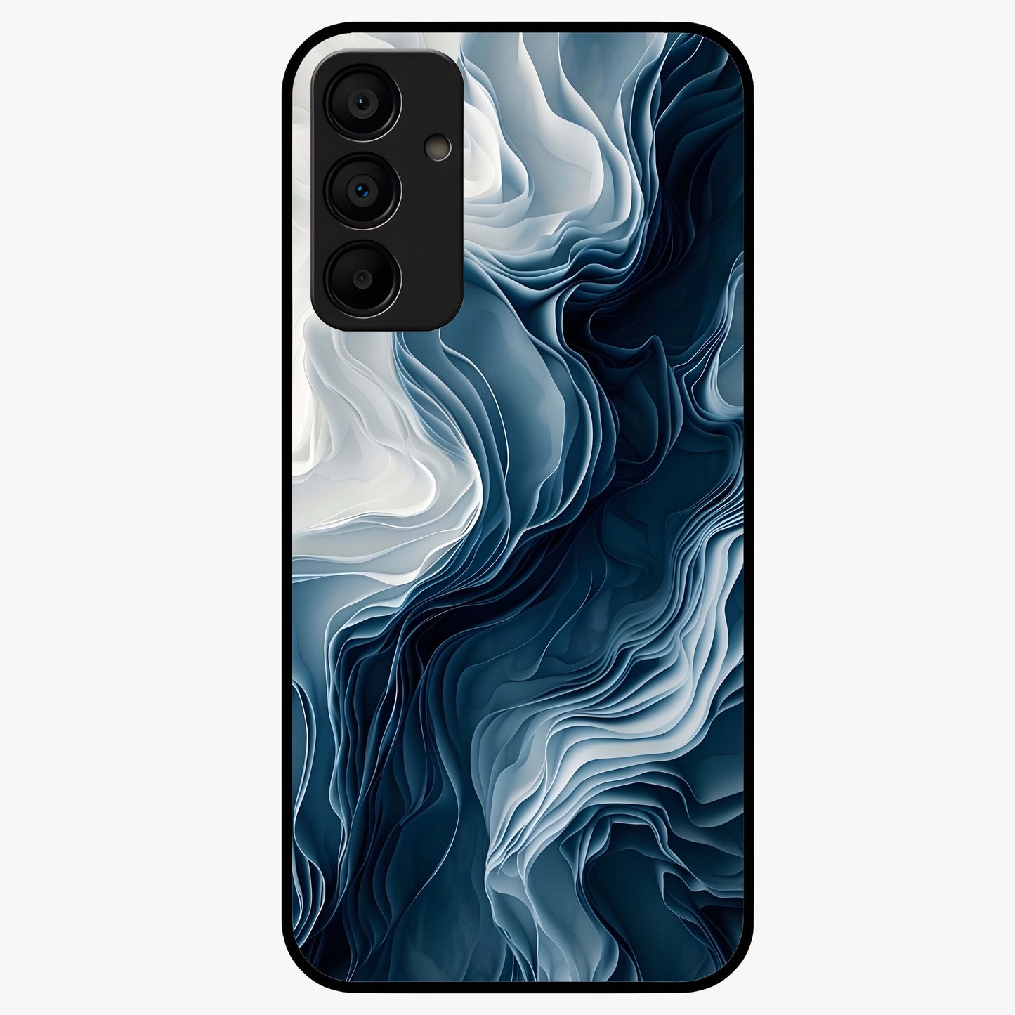 Ethereal Paper Marble Glass Case showing flat back view with soft marble paper texture artwork and glossy glass finish.