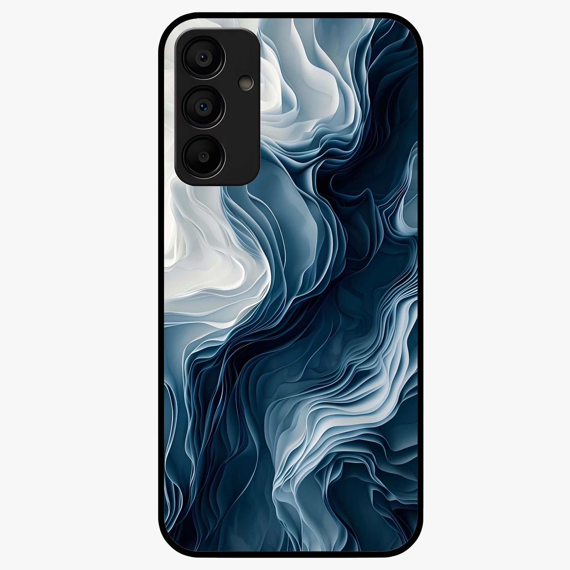 Ethereal Paper Marble Glass Case showing flat back view with soft marble paper texture artwork and glossy glass finish.