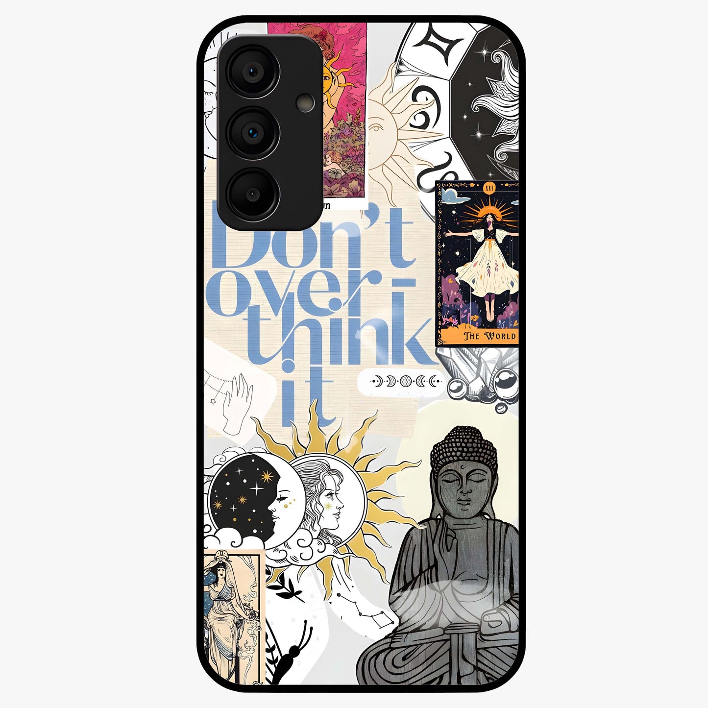 Ethereal Thoughts Glass Case showing flat back view with dreamy artistic artwork and glossy glass finish.