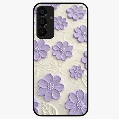 Floral Wall Art With Purple Flowers Glass Case showing flat back view with purple flower artwork and glossy glass finish.