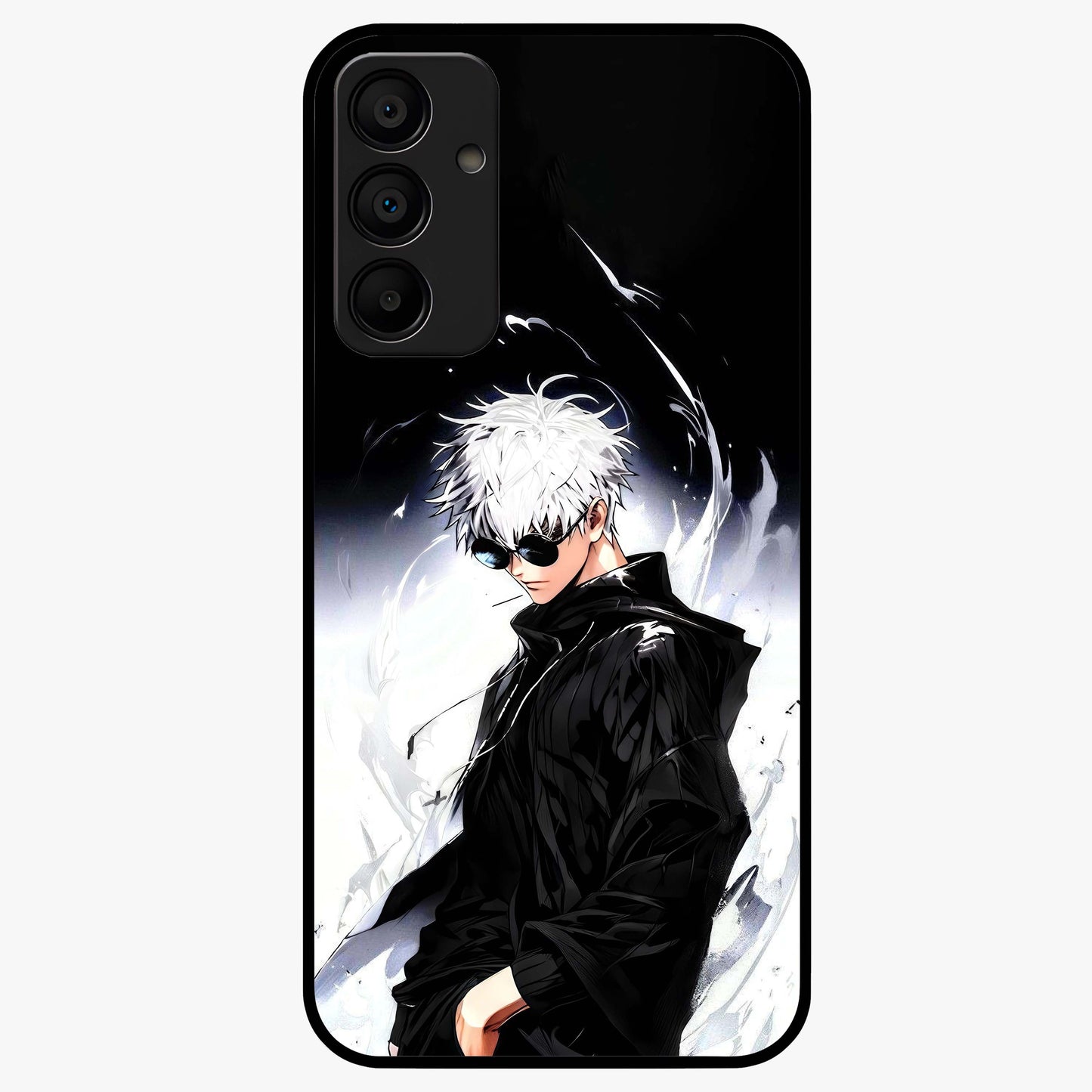 Limitless Shadow King Glass Case showing flat back view with powerful shadow warrior artwork and glossy glass finish.