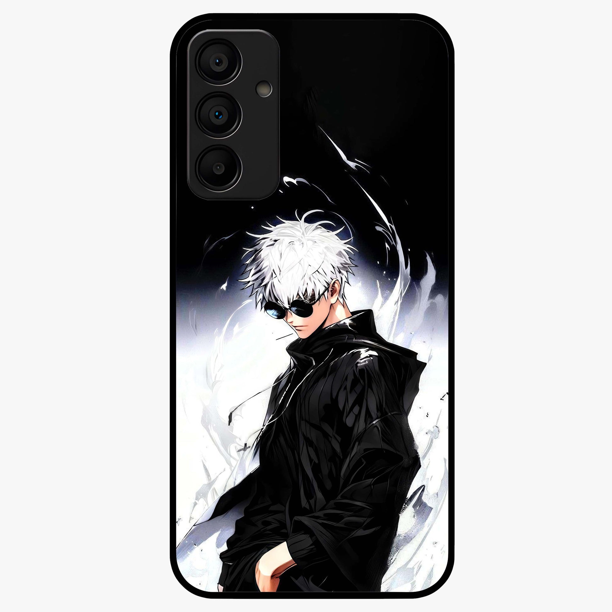 Limitless Shadow King Glass Case showing flat back view with powerful shadow warrior artwork and glossy glass finish.