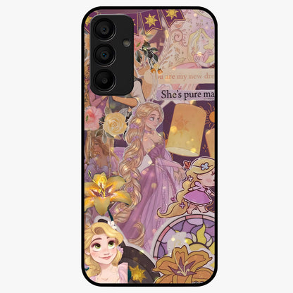 Magical Tangled Dream Glass Case showing flat back view with dreamy tangled artwork and glossy glass finish.