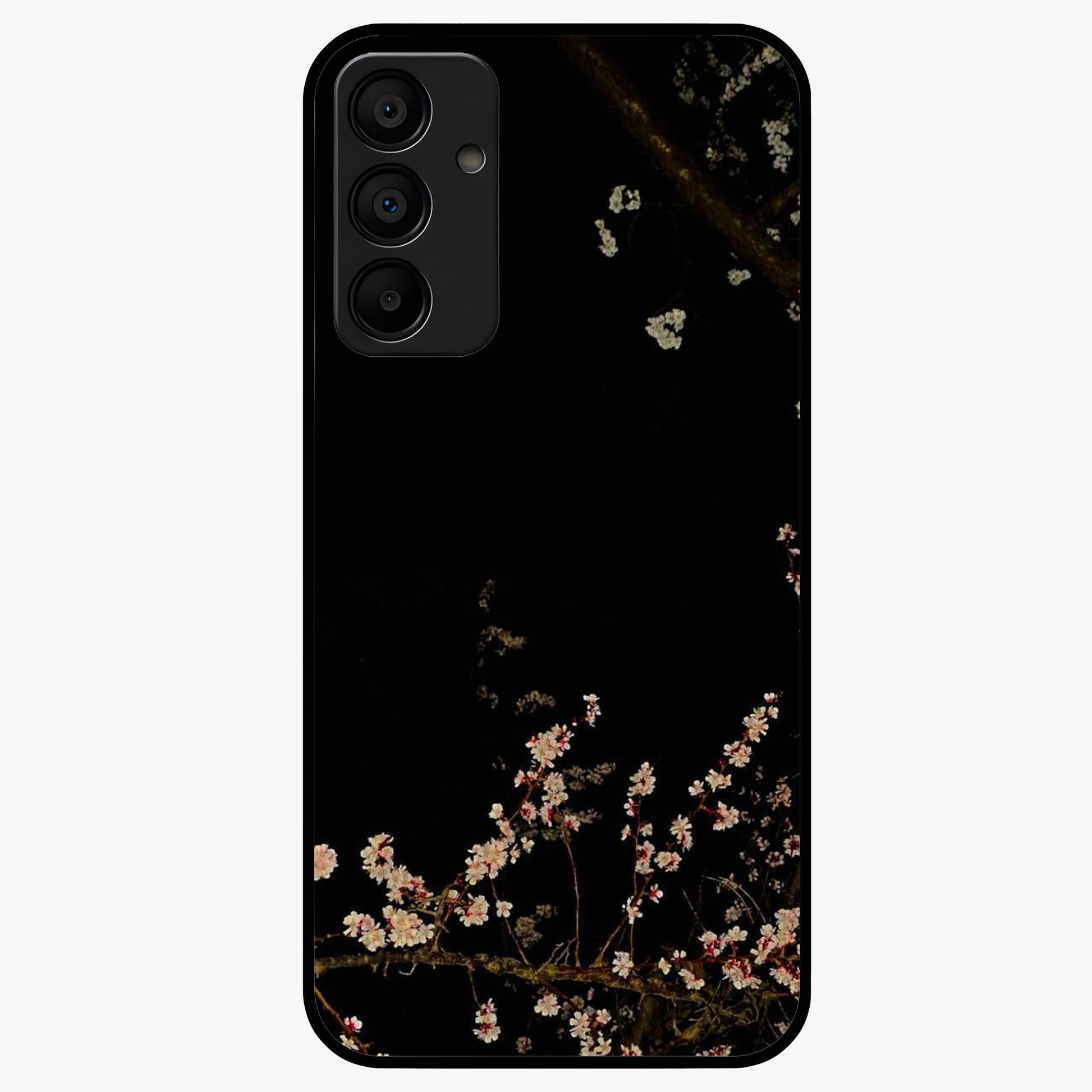 Petal Moon Light With Custom Name Glass Case showing flat back view with floral moonlight artwork and personalized name design.