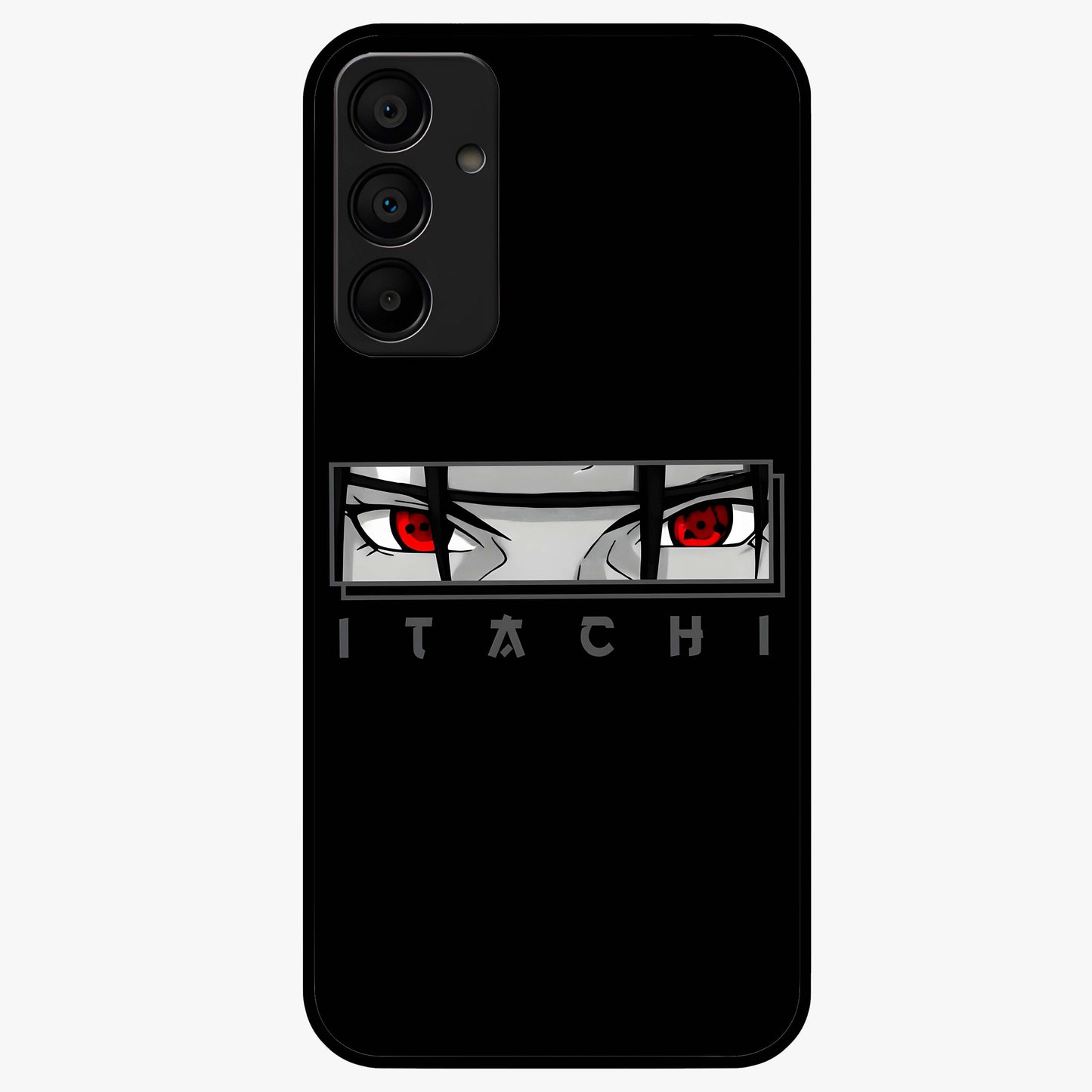 Scarlet Gaze Dominance Glass Case showing flat back view with striking red themed artwork and glossy glass finish.