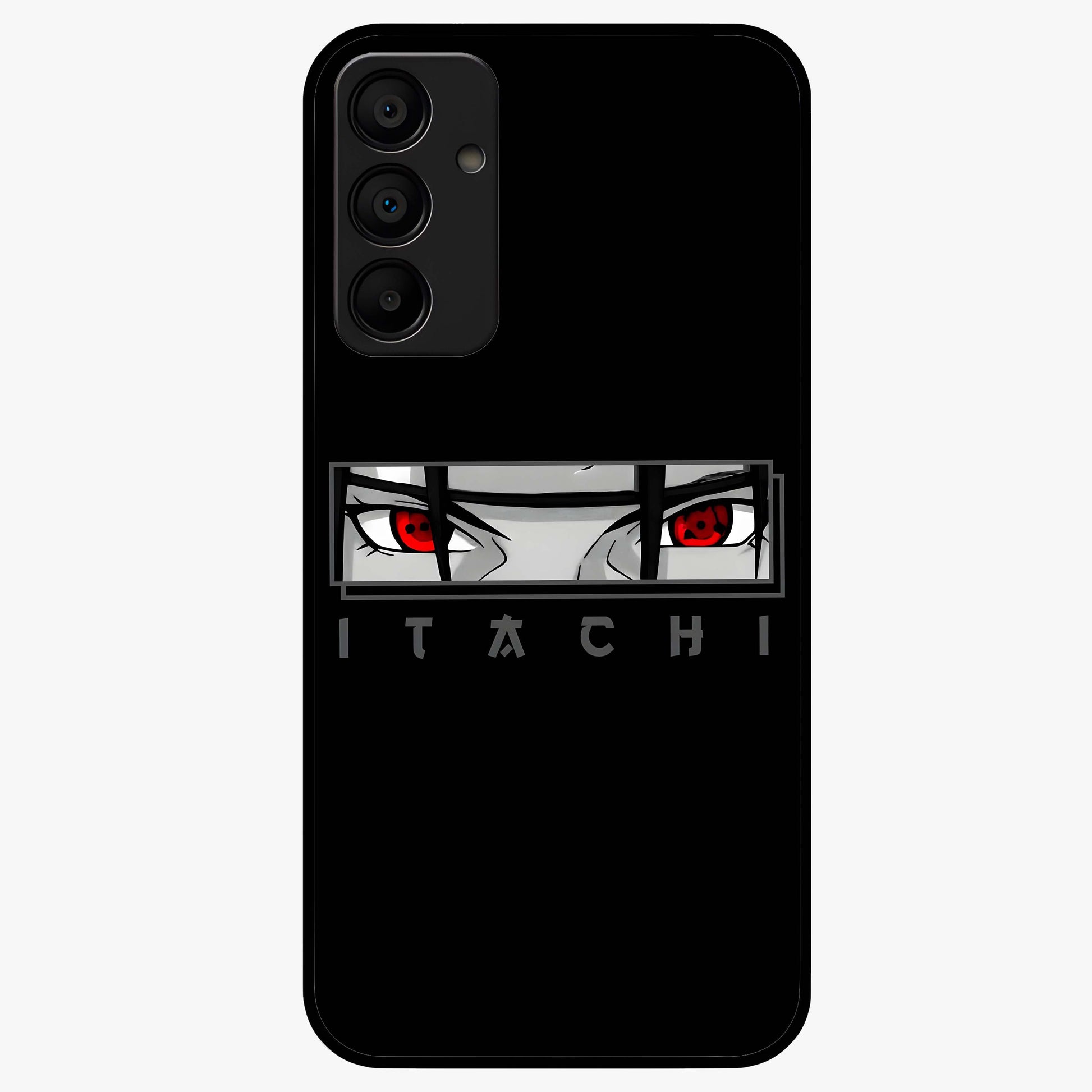 Scarlet Gaze Dominance Glass Case showing flat back view with striking red themed artwork and glossy glass finish.