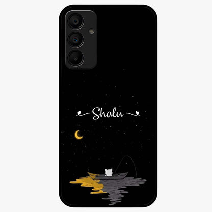 Silent Night Row Glass Case showing flat back view with calm night themed artwork and glossy glass finish.