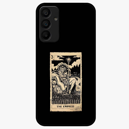 The Empress Glass Case showing flat back view with regal feminine artwork and glossy glass finish.