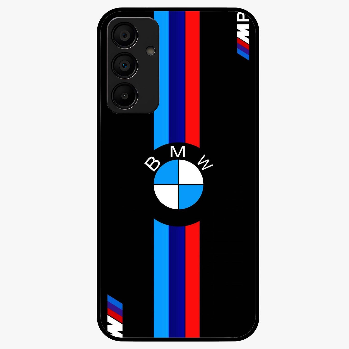 Turbo BMW Beast Glass Case showing flat back view with high performance sports car artwork and glossy glass finish.