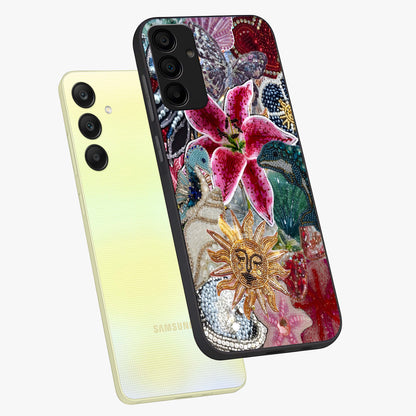 Beaded Garden Fantasy Glass Case displayed in angled mockup highlighting fantasy inspired floral bead pattern.
