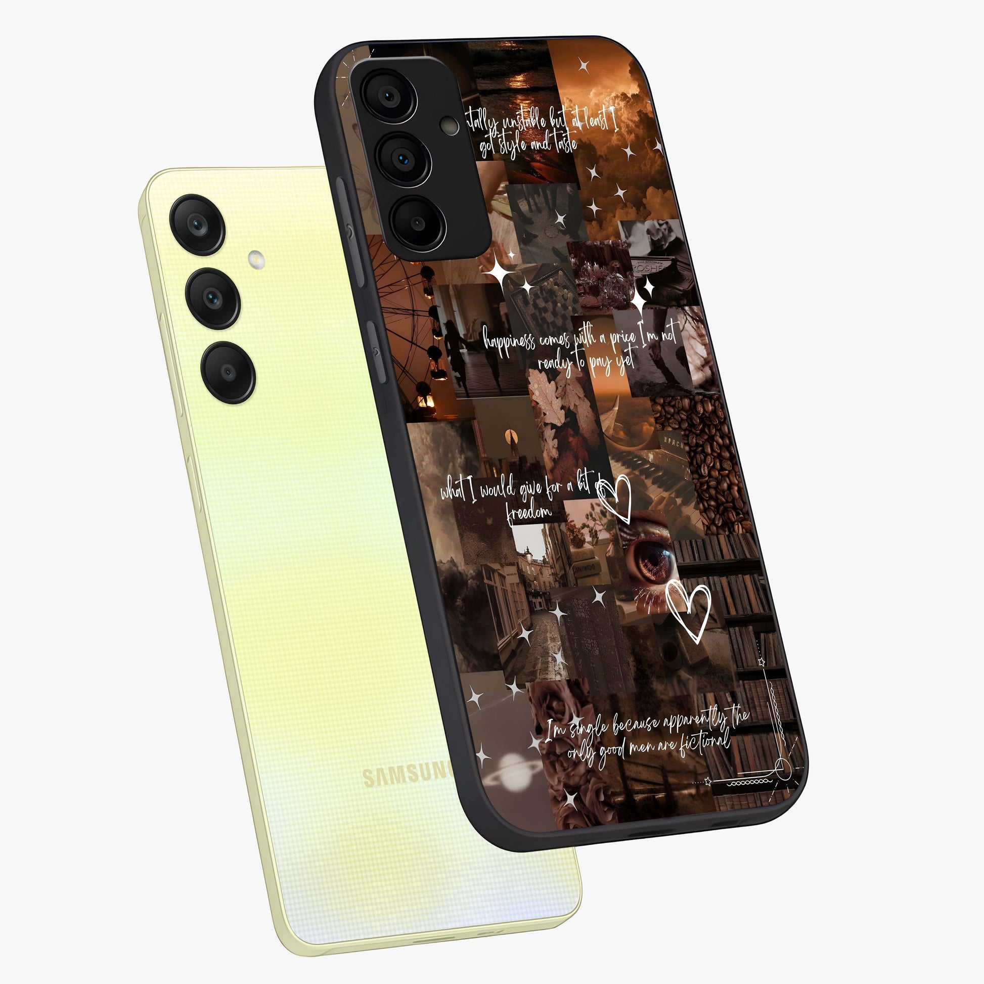Bittersweet Aesthetic Chaos Glass Case displayed in angled mockup highlighting expressive abstract artwork and edgy aesthetic theme.