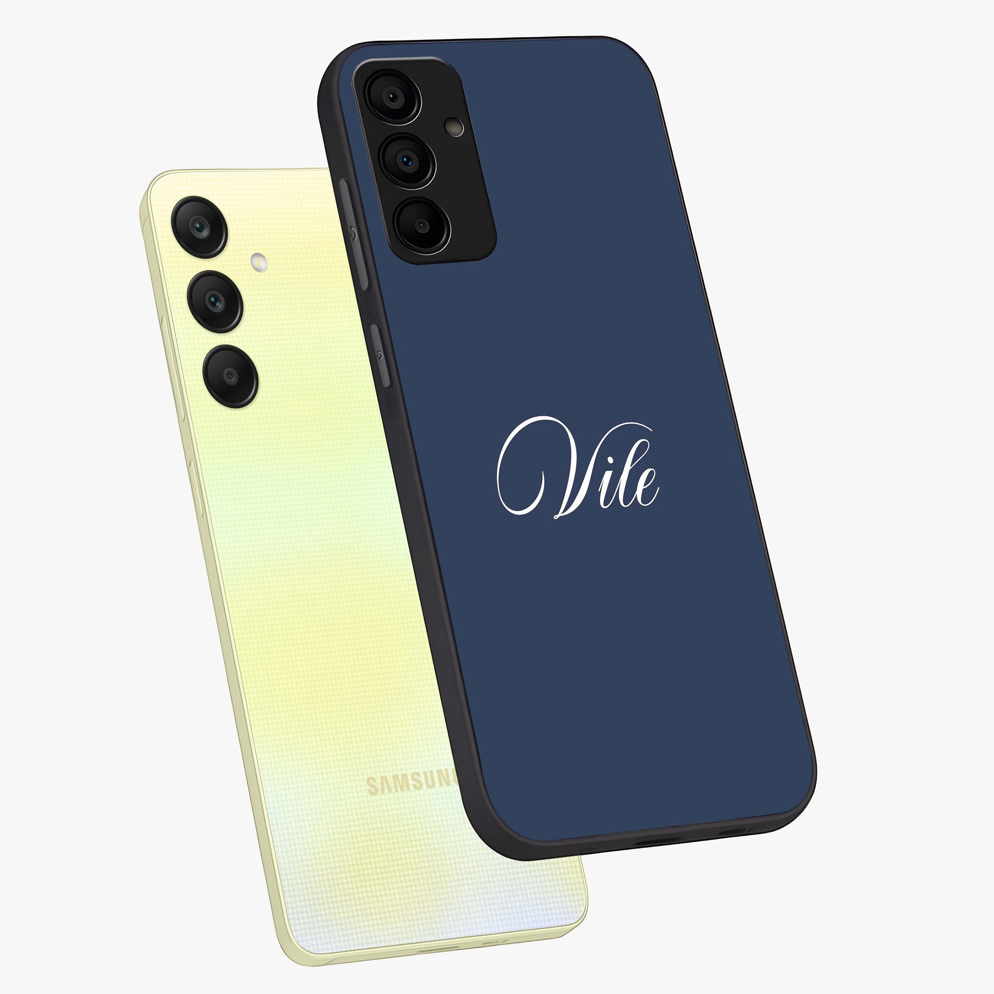 Blue Vintage Floral Pattern Glass Case showing flat back view with elegant vintage floral artwork and glossy glass finish.