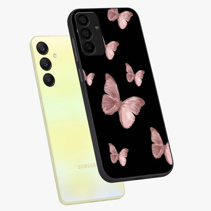 Butterfly Pattern Glass Case displayed in angled mockup highlighting delicate butterfly design and aesthetic pattern style.