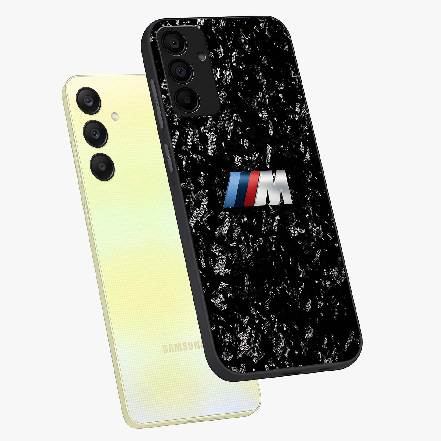 Carbon Speed Mark Glass Case displayed in angled mockup highlighting racing inspired carbon design and sleek aesthetic style.