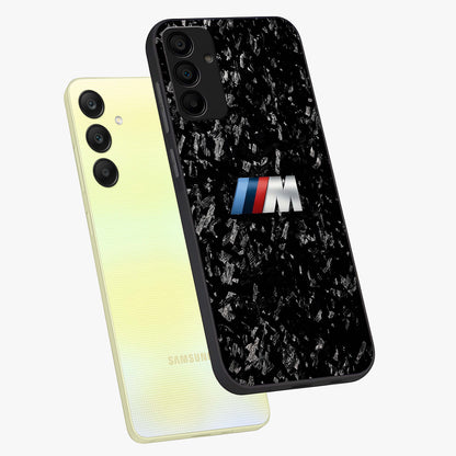 Carbon Speed Mark Glass Case displayed in angled mockup highlighting racing inspired carbon design and sleek aesthetic style.