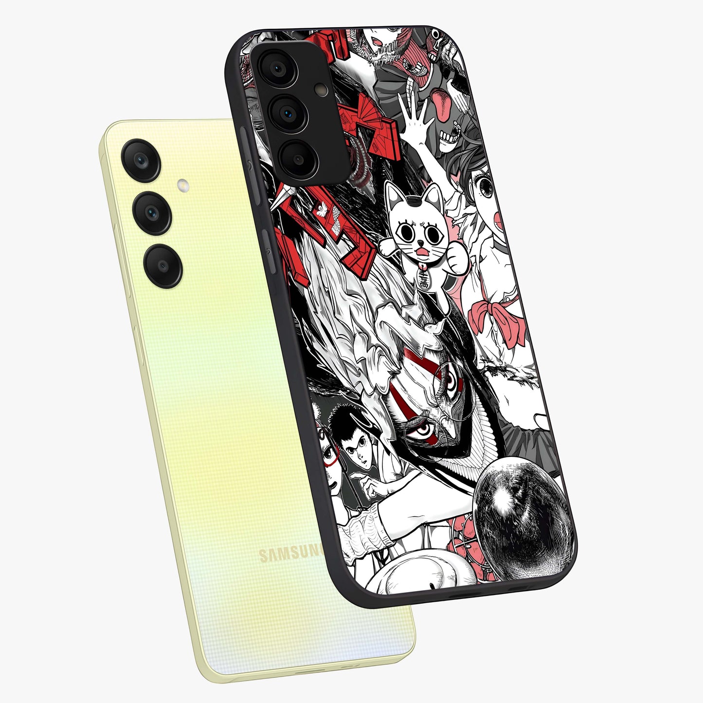 Crimson Chaos Panel Glass Case displayed in angled mockup highlighting chaotic panel style design with modern graphic theme.